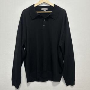 Linea Uomo Sweater Lightweight Pullover Black Collar Long Sleeve Sz 2X